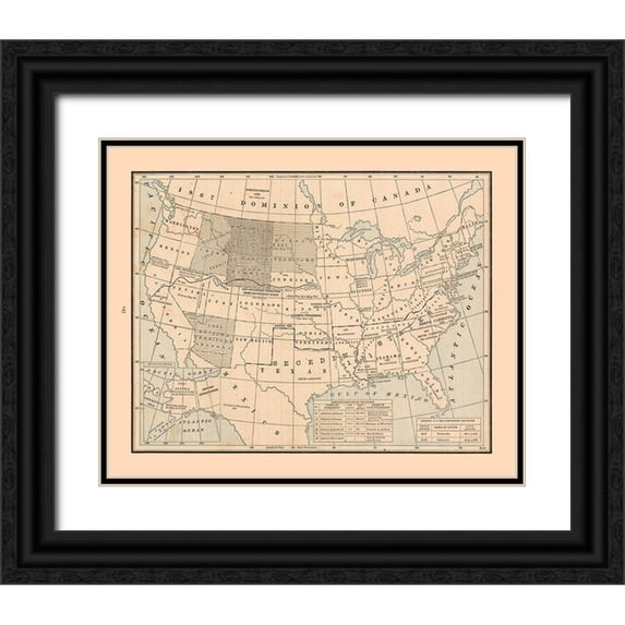 Cram 31x26 Black Ornate Wood Framed with Double Matting Museum Art Print Titled - United States, 19th century- Cram 1888