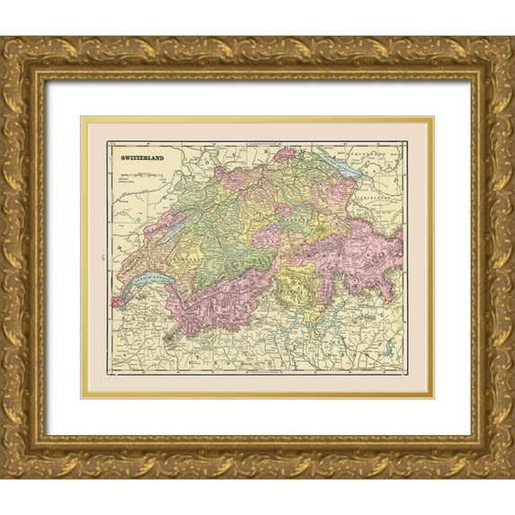 Cram 32x26 Gold Ornate Wood Framed with Double Matting Museum Art Print Titled - Switzerland - Cram 1892