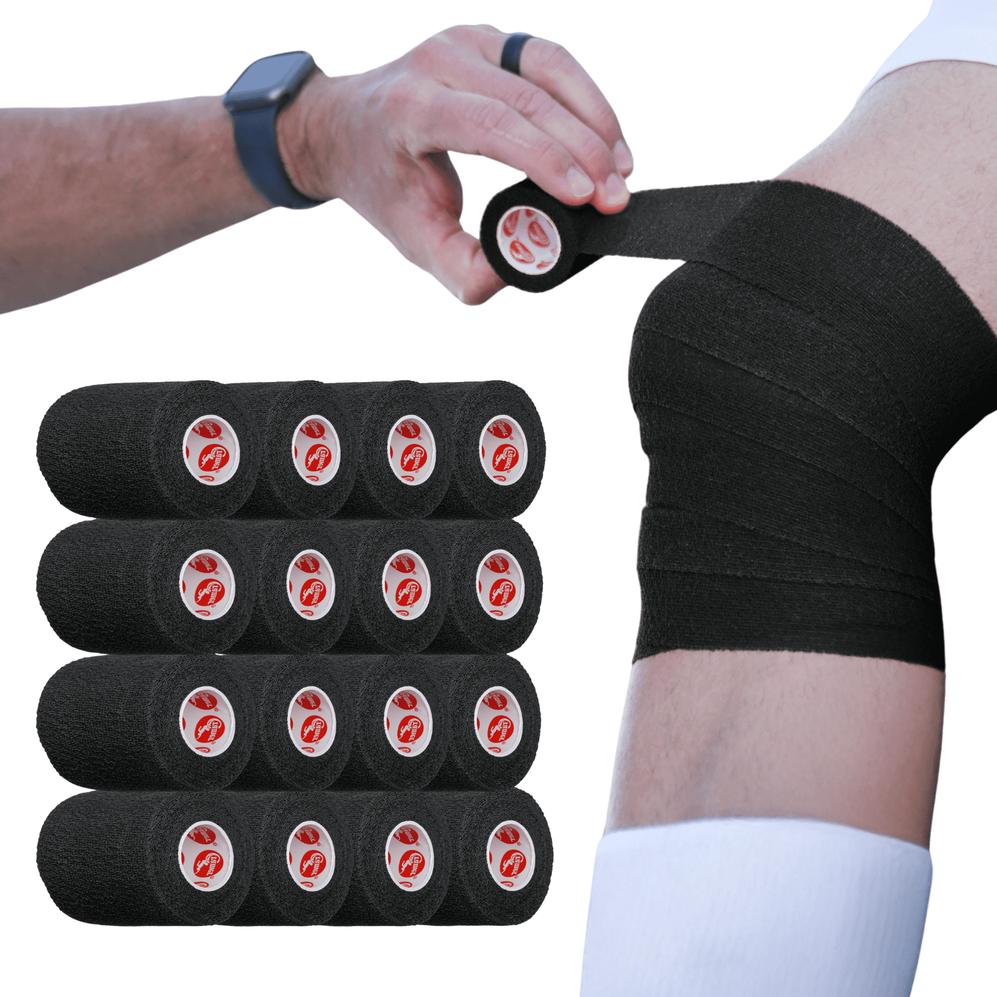 Cramer Eco-Flex Multi-Purpose Sport Tape - Stretch Tape and Easy Tear, Black, 16 Rolls