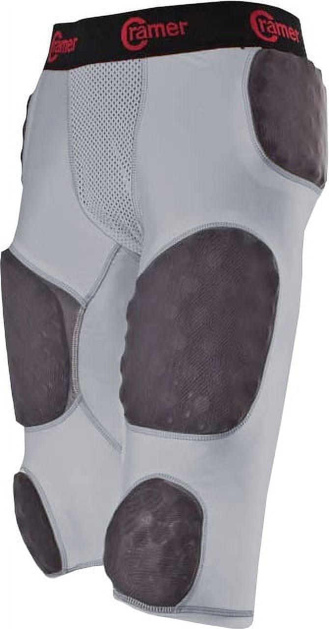 Cramer Skill 7 Pad Football Girdle With Integrated Hip, Thigh, Knee and Tail Pads, Gray, 2X