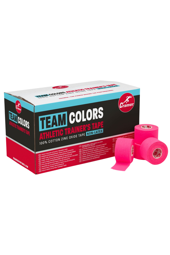 Team Color Athletic Tape, Pink, Latex-Free, 1.5" x 10yds, 32 Roll Bulk Case, Tearable Sports Tape for Wrists, Ankles, Baseball, Training, Strong Athletic Wrap for Athletes & Trainers