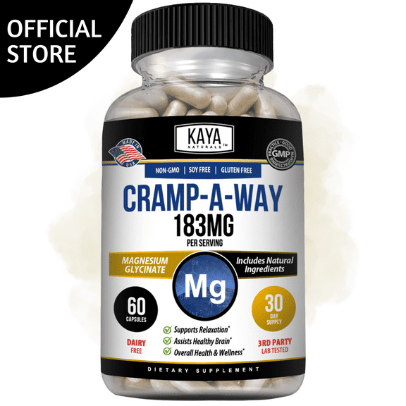 Cramp-A-Way Magnesium Glycinate, Sleep Aid, Cramp, Joint & Bone Support 60 Count