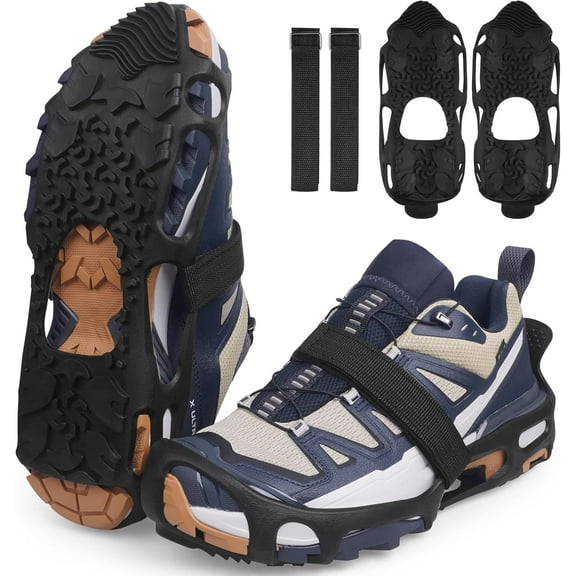 Crampons Ice Cleats Spikeless Snow Cleats Walk Traction Anti-Slip Ice Grippers for Shoes and Boots Rubber Footwear for Indoor/Outdoor S-M