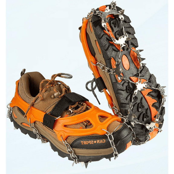 Crampons Ice Cleats Traction Snow Grips for Boots Shoes Women Men Kids Anti Slip 19-26 Stainless Steel Spikes Safe Protect for Hiking Fishing Walking Climbing Mountaineering