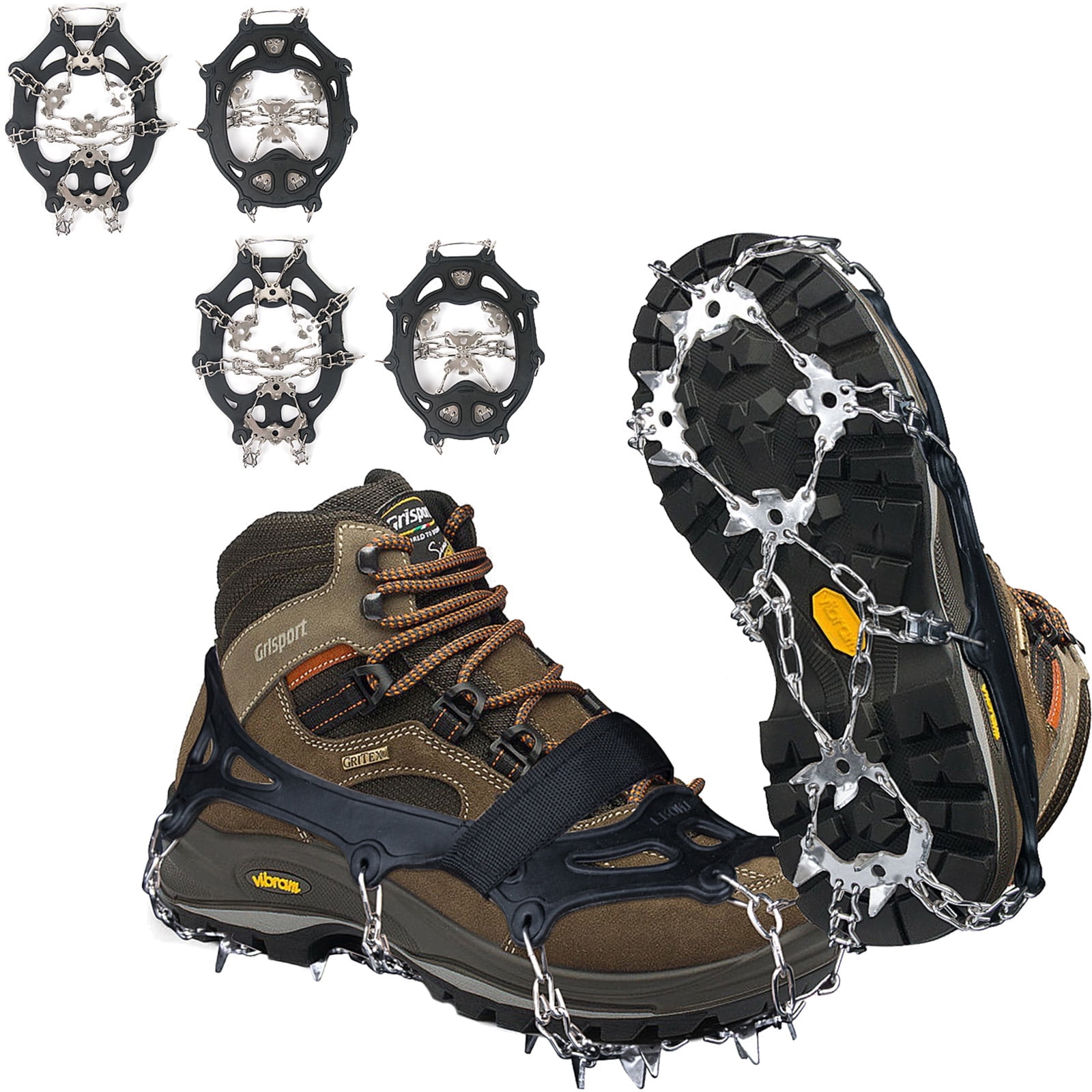 Crampons Ice Cleats Traction Snow Grips for Women Men Kids Anti Slip 19 ...