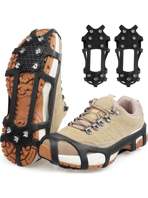 Crampons Ice Cleats for Shoes and Boots Ice Snow Traction Cleats Anti-Slip Snow Cleats Walking on Snow Ice Winter Walking Boots Cleats for Men Women
