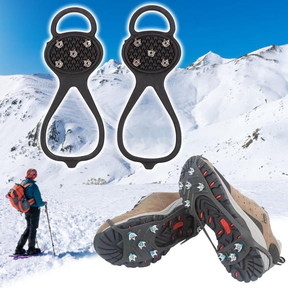 Crampons Shoes Spikes Walk Traction Cleats Non-Slip Over Shoe Rubber Spikes with 5/8/10 Steel Studs Crampons Prevent Outdoor Activities from Wrestling