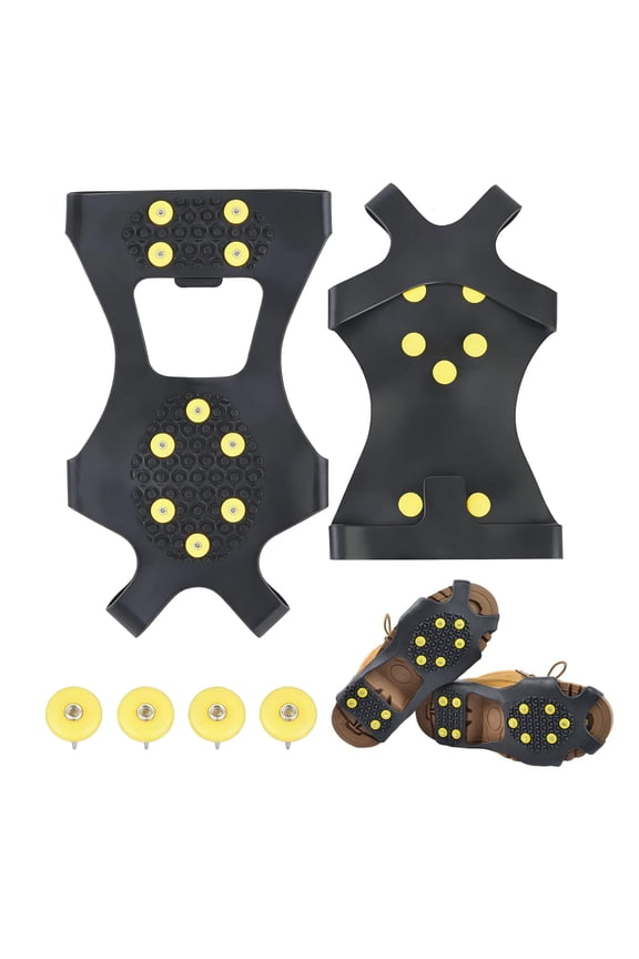 Crampons Spikes Shoes Ice Cleats Traction Snow Gripper Shoes Boots 10 Spikes Camping Ice Fishing Walking Hiking Climbing Mountaineering