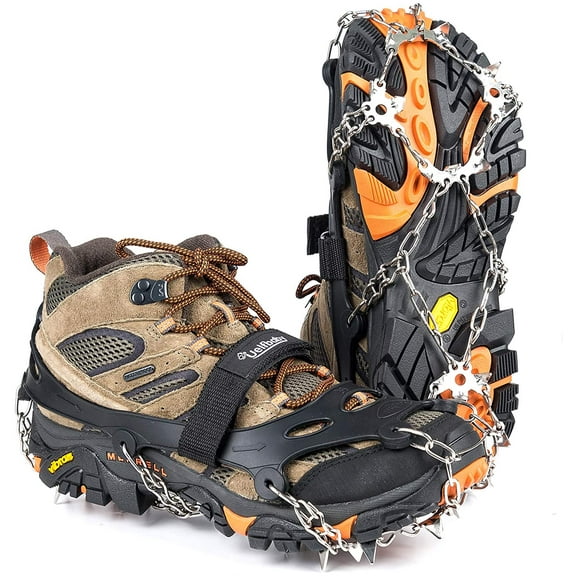 Crampons Upgraded 19 Spikes Ice Snow Grips Traction Cleats System Safe Protect for Walking, Jogging, or Hiking on Snow and Ice