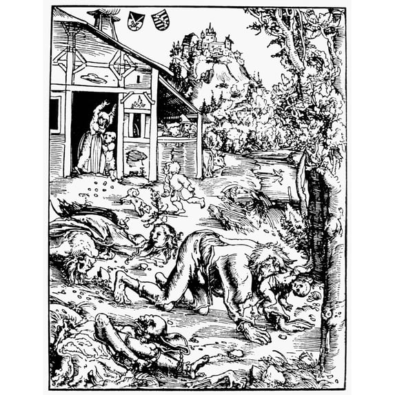 Cranach: Werewolf, C1512. /Nwoodcut, C1512, By Lucas Cranach The Elder. Poster Print by (24 x 36)