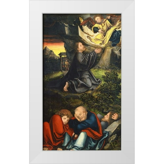 Cranach the Elder, Lucas 20x32 White Modern Wood Framed Museum Art Print Titled - The Garden of Gethsemane