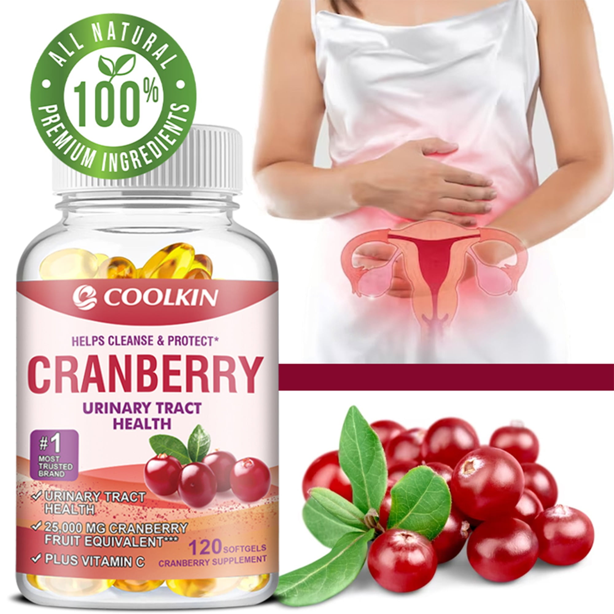 Cranberry 25000mg - Urinary Tract & Bladder Health, Cleansing & Detoxification - 120 Capsules