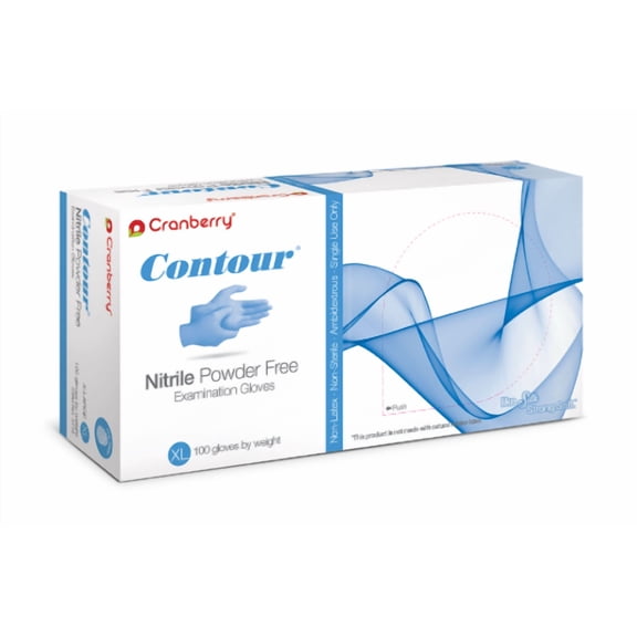 Cranberry 3115 Contour Nitrile Powder Free Examination Gloves Extra Small 100/Bx