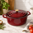 Cranberry 6.75 QT Oval Enameled Cast Iron Dutch Oven Casserole Pot with ...