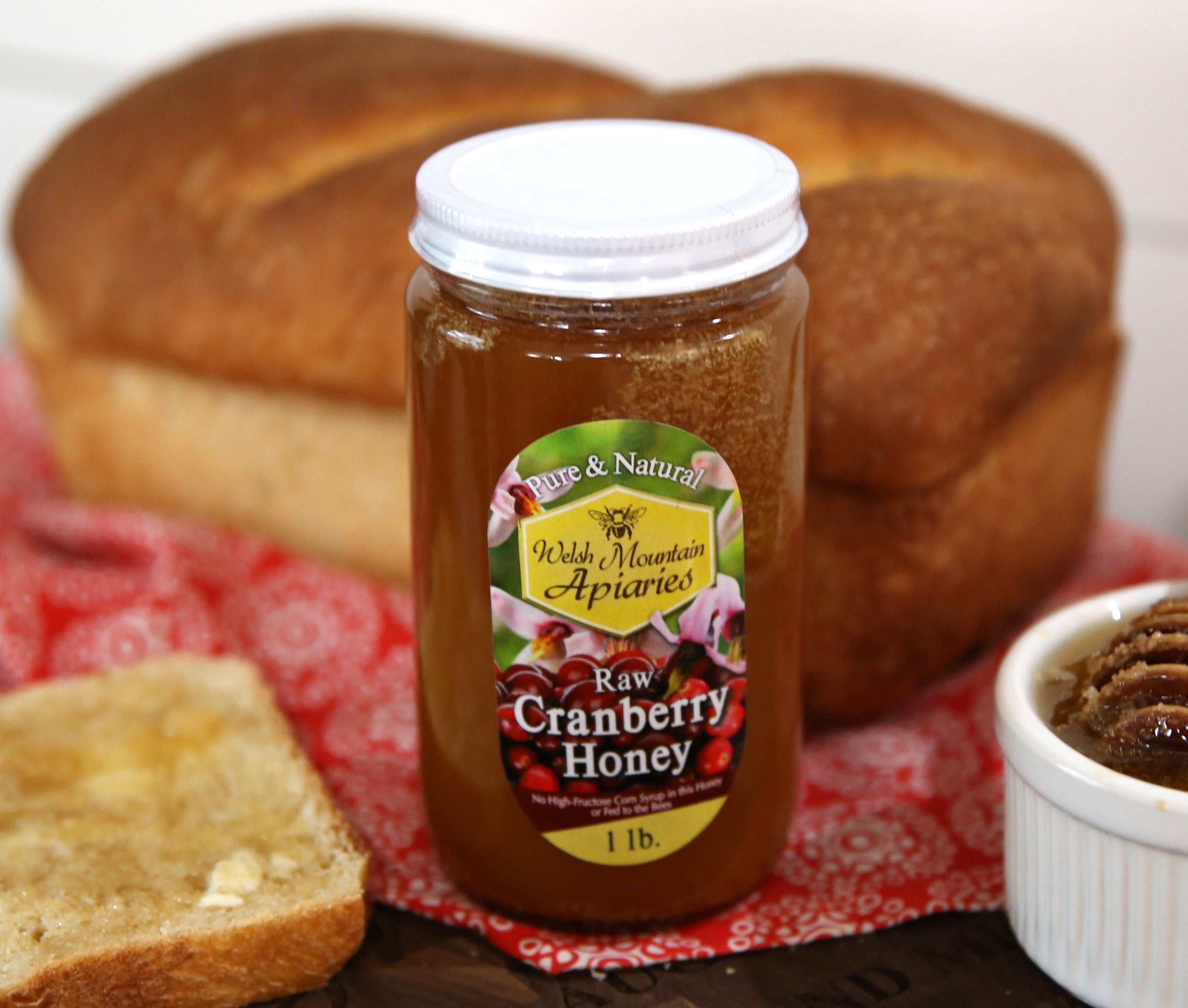 Cranberry Blossom Honey by Welsh Mountain Apiaries, Raw and Unfiltered, Wild Foraged Honey, 16 Ounce Jar