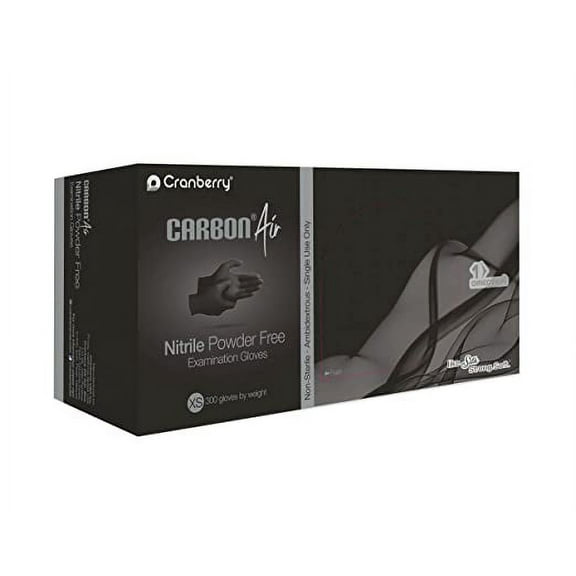 Cranberry CR3265 Carbon Air Nitrile Exam Gloves Extra Small Black Powder Free 300/Box