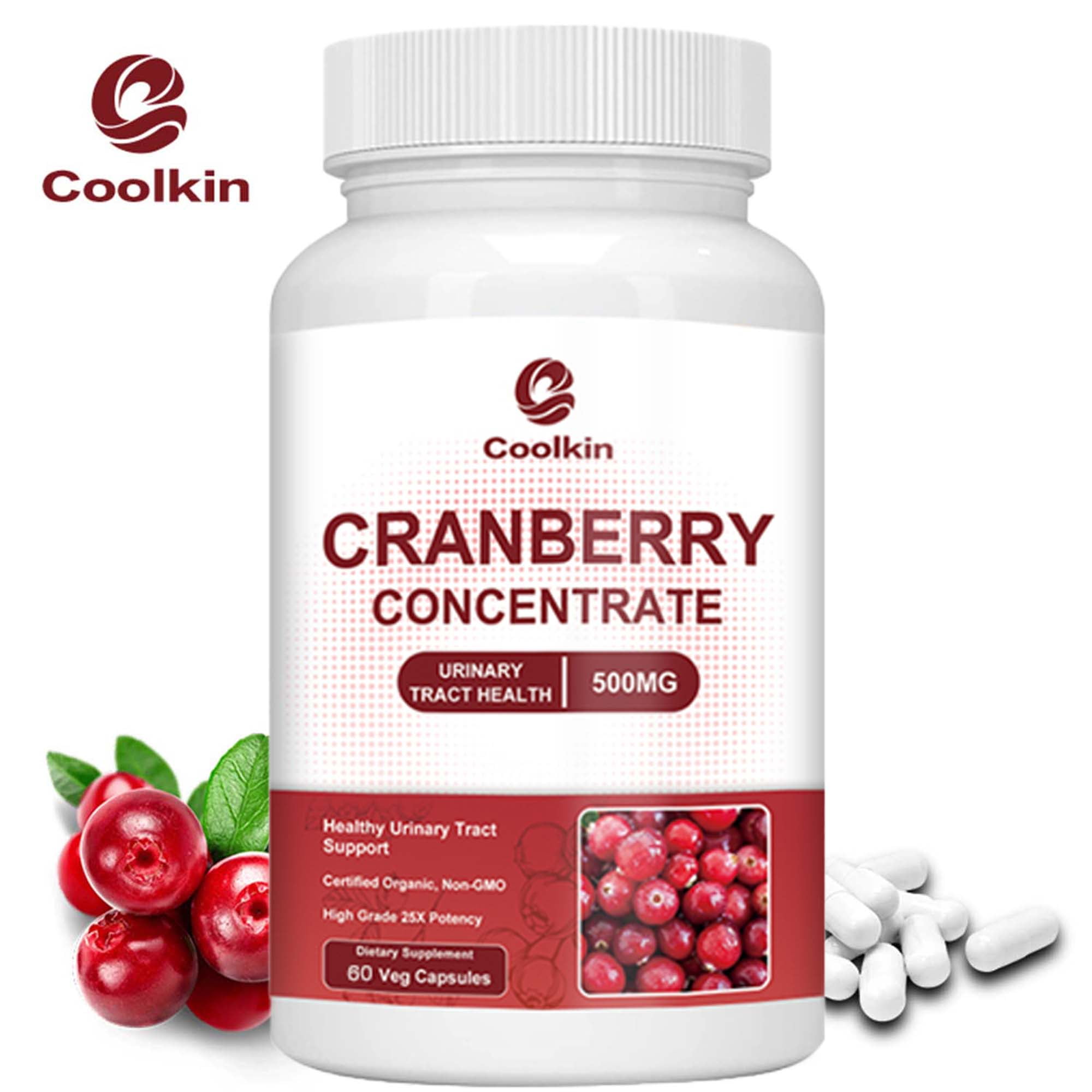 Cranberry Concentrate Organic 500mg - Bladder & Urinary Tract Health, Detoxifying - 60 Capsules