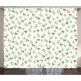 thumbnail image 1 of Cranberry Curtains 2 Panels Set, Botany Leaves with Fruits Field Foliage Nature Herbs Garden Pattern, Window Drapes for Living Room Bedroom, 108W X 84L Inches, Lime Green Dark Magenta, by Ambesonne, 1 of 3