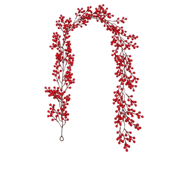 Cranberry Garland, Red Berry Garland, Artificial Berry Garland, 78.74Inch Winter Holiday Decor Garland, Indoor Outdoor Home Decoration Garland, 1Pcs Fake Red Berry