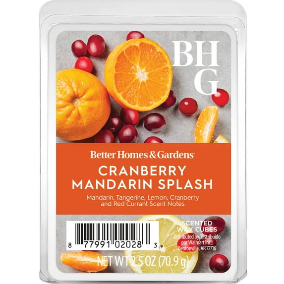Cranberry Mandarin Splash Scented Wax Melts, Better Homes & Gardens, 2.5 oz (1-Pack)