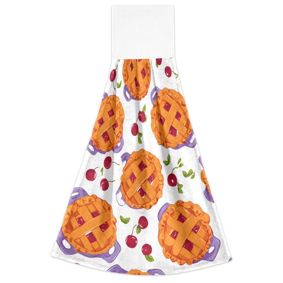 Cranberry Pi Pattern Hand Towels 2 Pack Quick Dry Velvet Soft with Velcro Kitchen Bath 14x18in