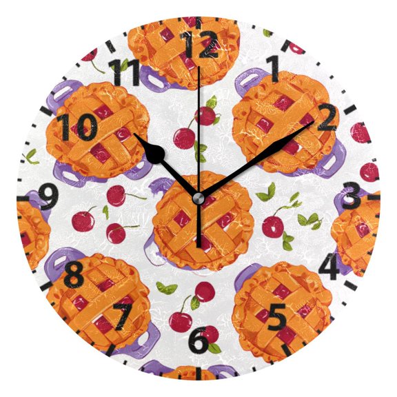 Cranberry Pi Pattern Wall Clock 10in Round Artistic Oil Painting Home Decor Desk Table Clock
