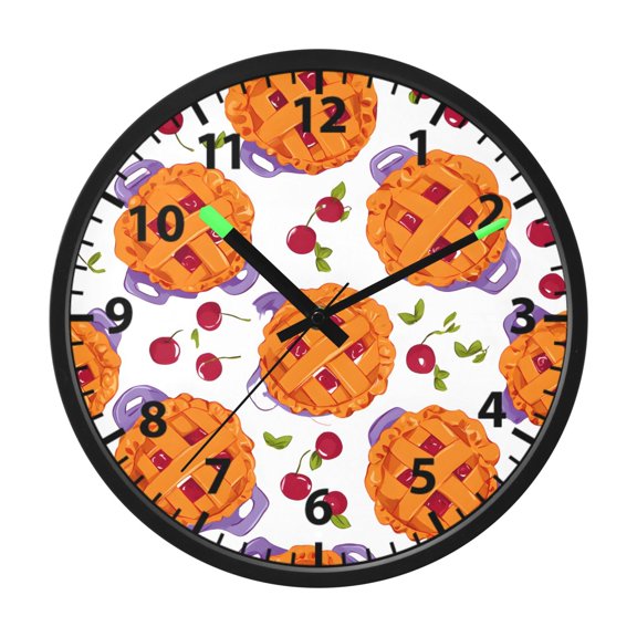 Cranberry Pi Pattern Wall Clock 12 Inch Voice Activated Night Light Silent Non Ticking