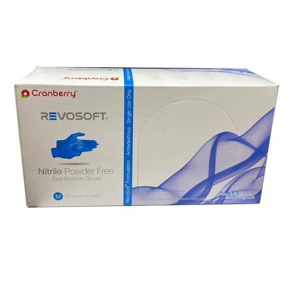 Cranberry Revosoft Nitrile Powder Free Gloves - Size Medium - Box of 300