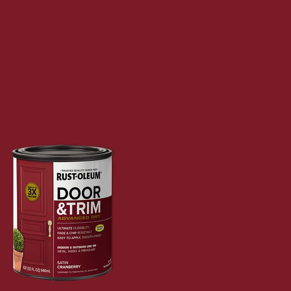 Cranberry, Rust-Oleum Satin Door and Trim Paint-369385, Quart
