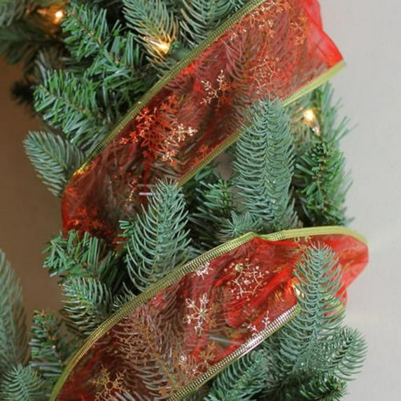 Cranberry Snowflakes Wired X-mas Craft Ribbon