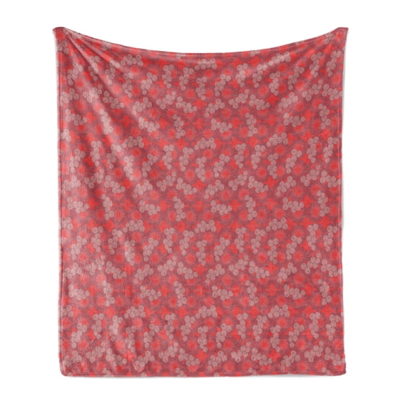 Cranberry Soft Flannel Fleece Blanket, Vintage Berry Branches Victorian Classic Baroque Rococo Motifs Backdrop, Cozy Plush for Indoor and Outdoor Use, 50" x 70", Dried Rose Hot Pink, by Ambesonne