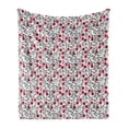 thumbnail image 1 of Cranberry Soft Flannel Fleece Throw Blanket, Delicate Spring Berry Field Foliage Herbs Mother Nature Inspiration, Cozy Plush for Indoor and Outdoor Use, 60" x 80", Grey Pink and Maroon, by Ambesonne, 1 of 6