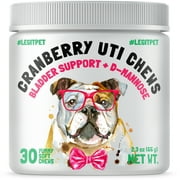 Cranberry UTI Chews for Dogs Bladder Suppot + D-Mannose Supports Kidney Urinary Tract and Bladder Health Natural Cranberry Wellness Supplement Immune System Booster Natural Pet Antioxidant 30 Chews