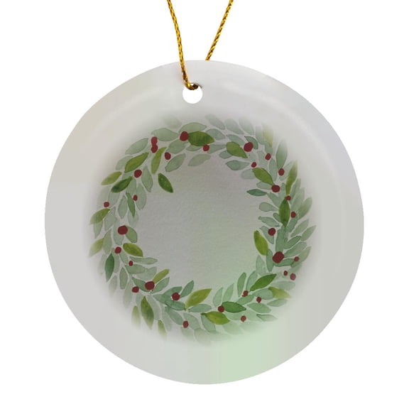 3drose, Cranberry Wreath, Circle Porcelain Ornament