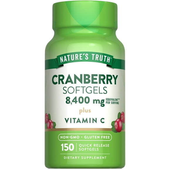 Cranberry with Vitamin C Softgels | 8400mg | 150 Pills | For Men and Women | by Nature's Truth