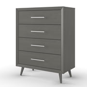 HALO Cranbrook 35" 4-Drawer Chest for Nursery or Bedroom, Anti-Tip Kit, Mid-Century, Lunar Gray