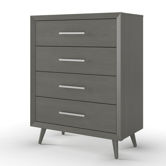 Child Craft Cranbrook 35" 4-Drawer Chest for Nursery or Bedroom, Anti-Tip Kit, Mid-Century, Lunar Gray