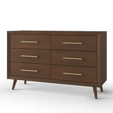Child Craft Cranbrook 53" Interlocking 6-Drawer Double Dresser for Nursery or Bedroom, Anti-Tip Kit, Toasted Chestnut