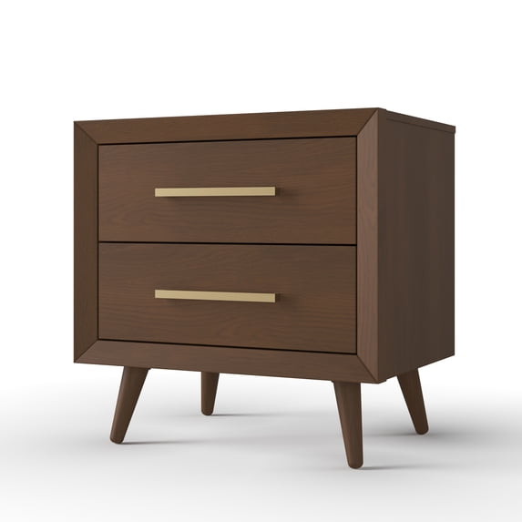 Child Craft Cranbrook 2-Drawer Nightstand, Mid-Century Modern Style, Pine Wood Construction, Toasted Chestnut
