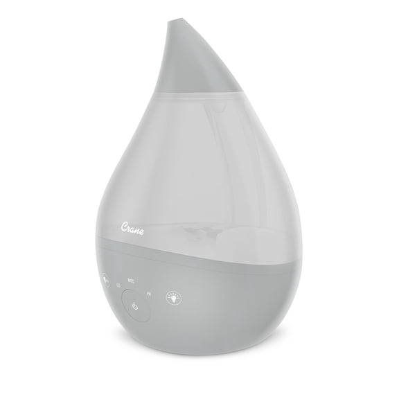 Crane 4-in-1 Drop 2.0 Ultrasonic Cool Mist Humidifier with Sound Machine, Night Light, Aroma Tray, 1 Gallon Top Fill, Grey 1 Gallon