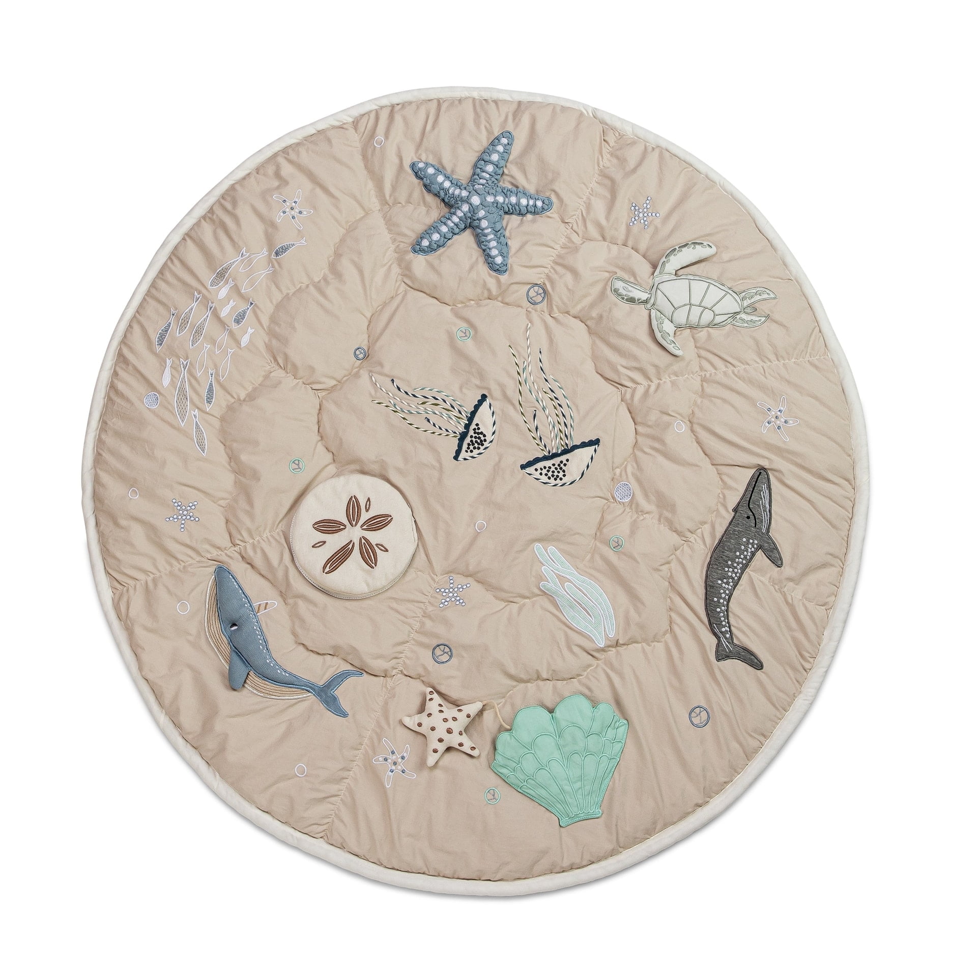 Crane Baby Activity Mat, Interactive Baby Play Mat for Boys and Girls, Sea Life, 36" x 36", Stimulating Baby Toys & Mirror, Infant Play Mat, Tummy Time Baby Floor Mat, Kids Play Mat, Tummy Time Mat