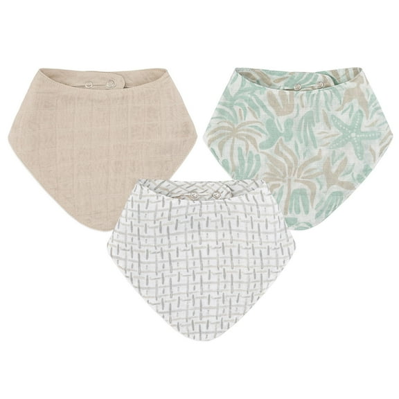 Crane Baby Bib Set, 100% Cotton Baby Bibs, Set of 3 Beach Life Cotton Muslin Bibs, Bandana Bibs Baby Bibs For Eating, Baby Eating Essentials, Drool Bibs, Baby Boy or Baby Girl Gifts, Newborn Bibs