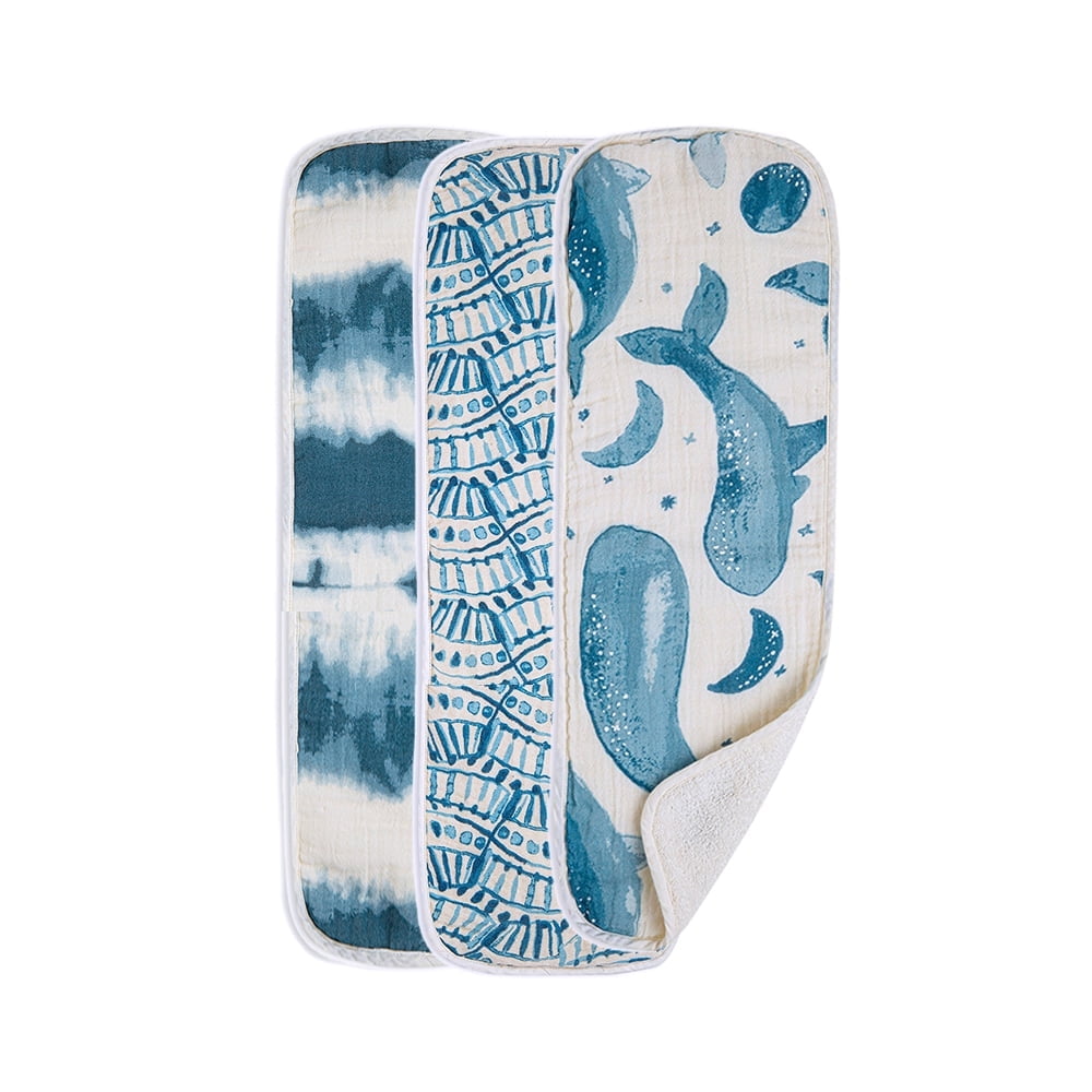Crane Baby Caspian Absorbent Burp Cloth, 3 Piece, Blue Nautical, Ocean Burp Cloth, Burp Cloth for Boys and Girls