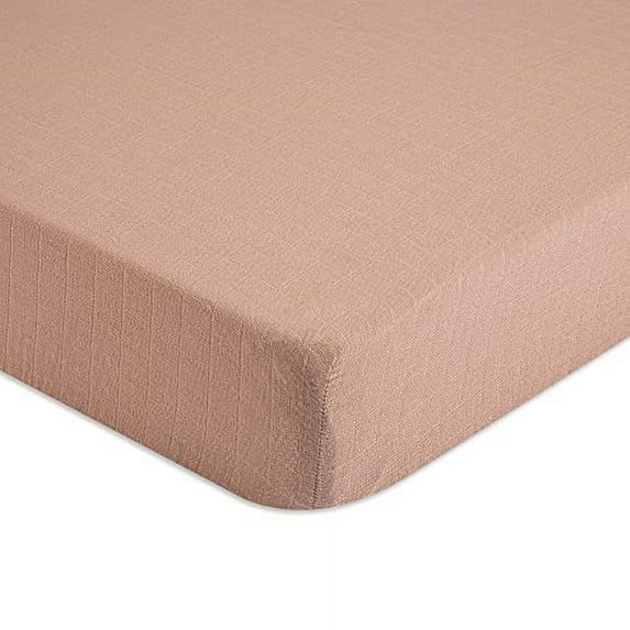 Crane Baby Copper Cotton Muslin Fitted Crib/Toddler Bed Sheets, 100% Cotton