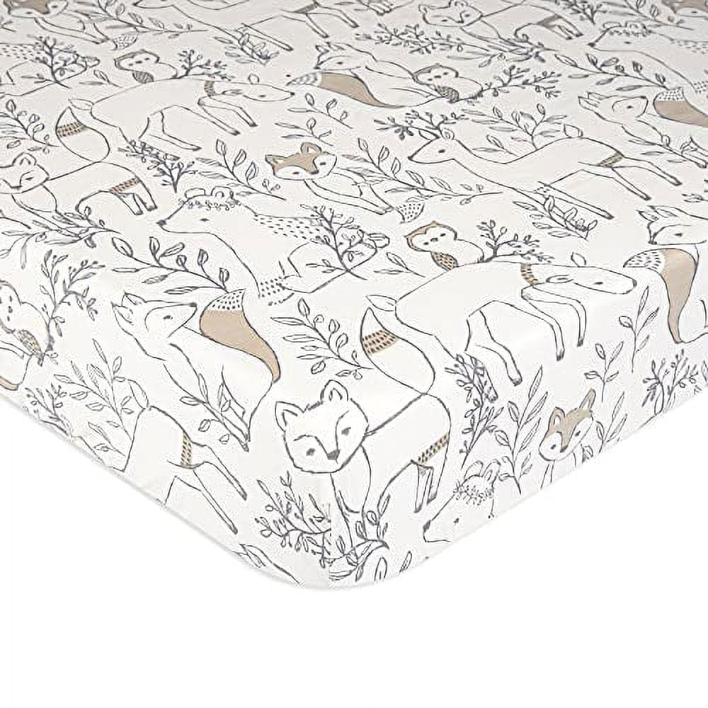 Crane Baby Ezra Crib Fitted Sheet - Woodland Animal 100% Cotton Sateen - Crib/Toddler Bed Sheet