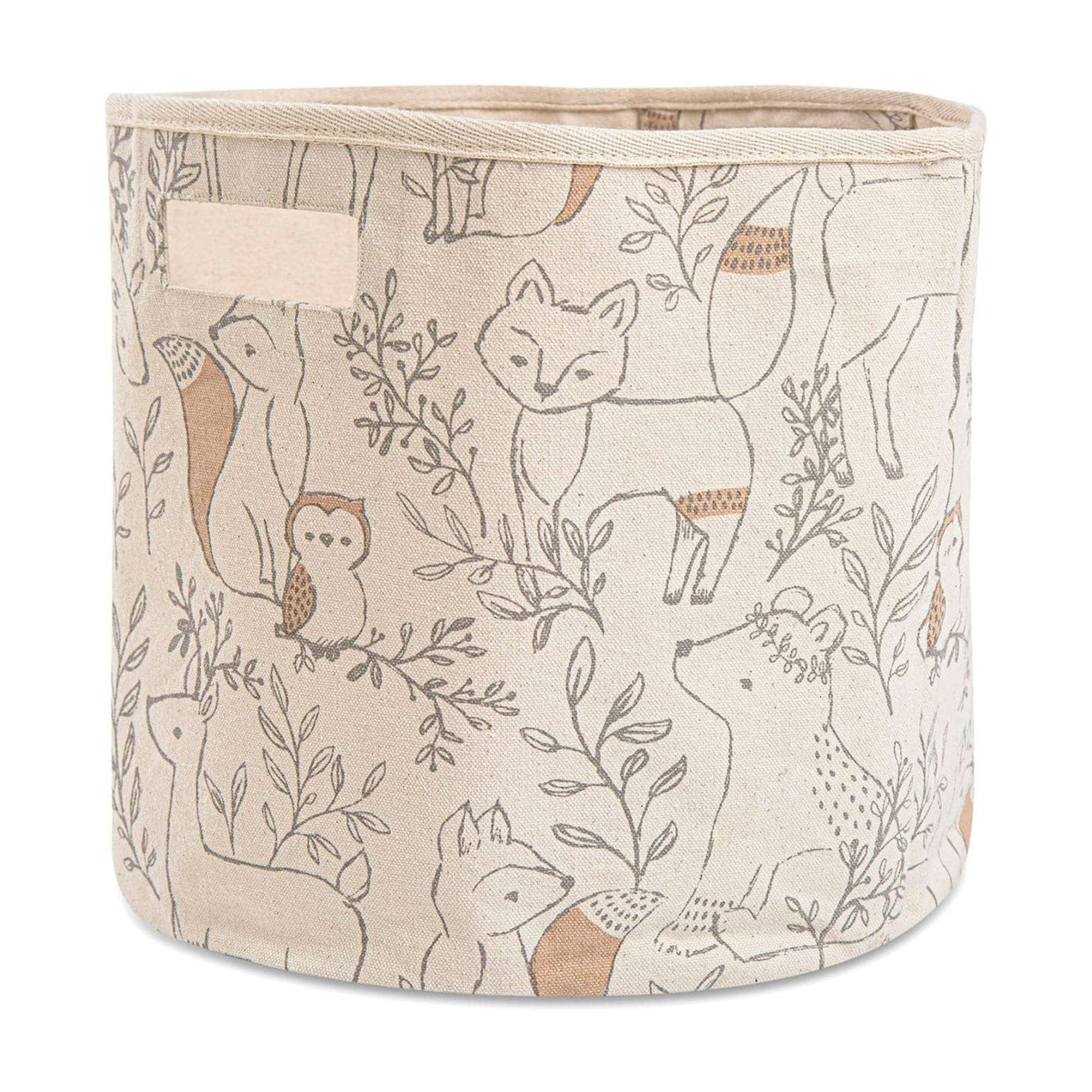 Ezra Beige and Brown Fabric Woodland Nursery Storage Basket