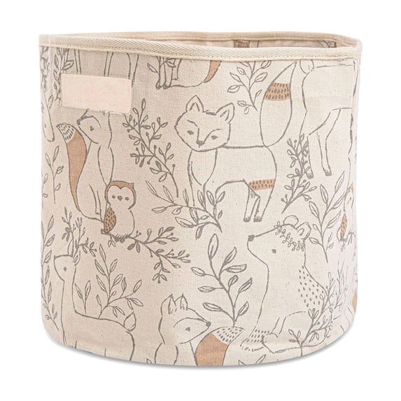 Crane Baby Fabric Round Nursery Storage Basket, Toy Storage, Woodland Nursery Decor, 13"x12", Toy Basket, Baby Storage Organizer, Toy Organizers and Storage Bins, Baby Organizers, Toy Bins