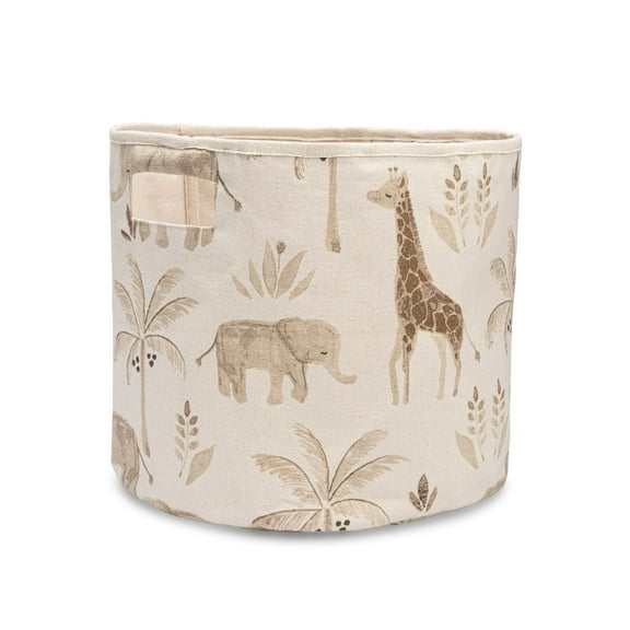 Crane Baby Kendi Collection Safari Animal Nursery Decor, 13" x 12" Toy Storage Basket, Cotton