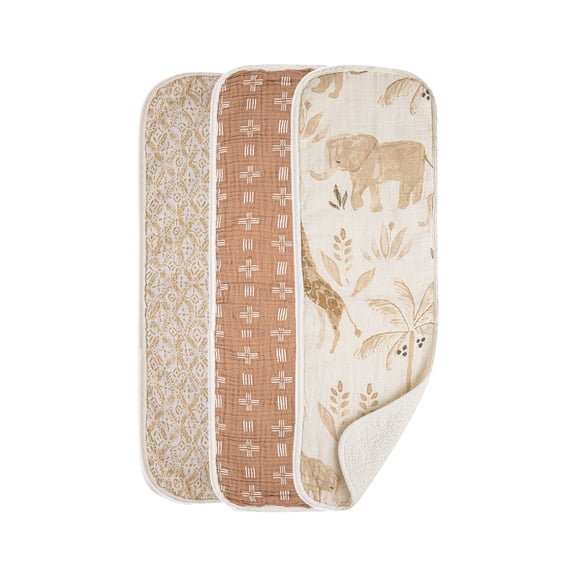 Crane Baby Kendi Safari Animal Burp Cloth, 3 Piece, Unisex Burp Cloths, Baby Registry Gift