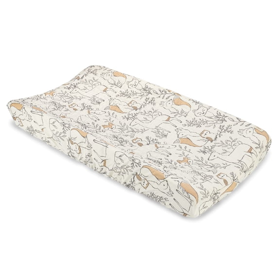 Crane Baby Quilted Changing Pad Cover - Woodland Animal